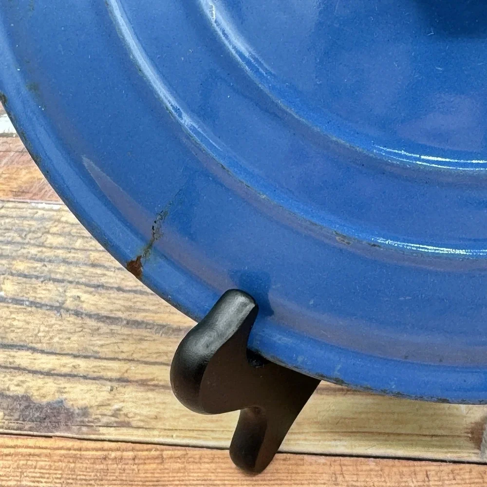 Le Creuset Enamel Cast Iron Oval Blue Lid Only E for 4.5 Quart Dutch Oven France